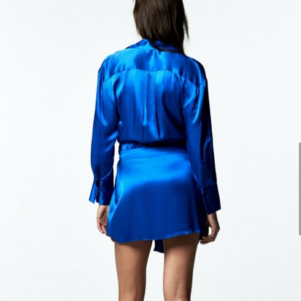 SATIN EFFECT WRAP DRESS - Picture 2 of 7